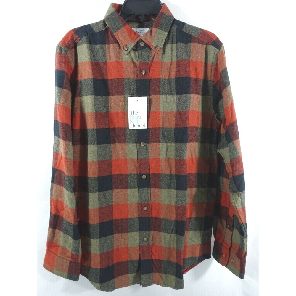 Croft and Barrow Flannel Shirt Men Small Button Down Chest Pocket Super Soft 311